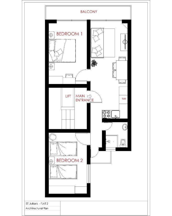 F2 - Lovely Two Bedrooms Flat Sea View, St Julians Saint Julian's Eksteriør billede